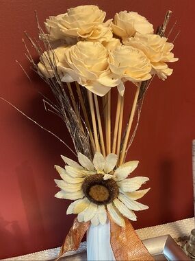 Handcrafted Clip On Decorative Cream and Gold Sunflower Accent